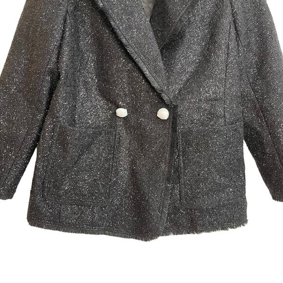 Kate Spade Tinsel Tweed Black Fringe Double Breasted Blazer NWOT - Picture 6 of 12